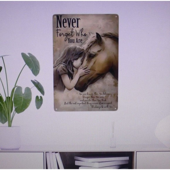 "Never Forget Who You Are" 7.75" X 11.5" Tin Sign Horse Theme Home Decor Gift - Picture 5 of 7